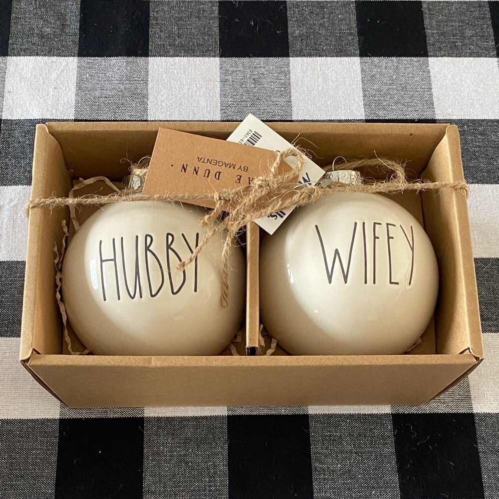 Rae Dunn Hubby and Wifey Christmas Ornaments